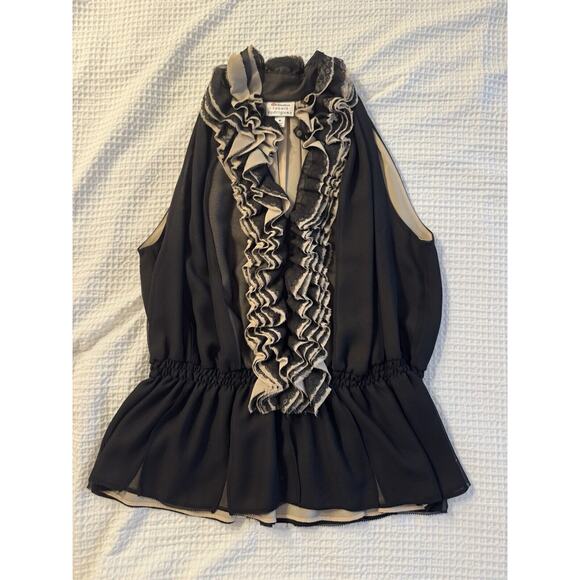 Black Ruffle Tank Blouse Fancy Robert Rodriguez x Neiman Marcus x Target Sheer - Picture 1 of 3